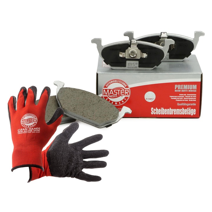 Fékbetét és kesztyű szett, Master-Sport, kerámia, 146x54.7mm, piros, XL