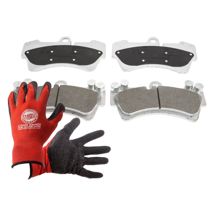 Fékbetét készlet és kesztyű, Master-Sport, kerámia, 190x106,3mm, Piros, XL