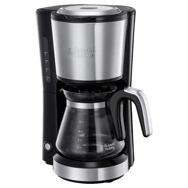 Espressor Russell Hobbs Compact, cană de sticlă 0, 6L, filtru permanent, 1-5 cești