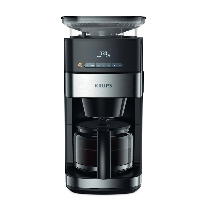 Cafetiera automata Krups Km8328, negru, capacitate 1.25L, recipient boabe 180g