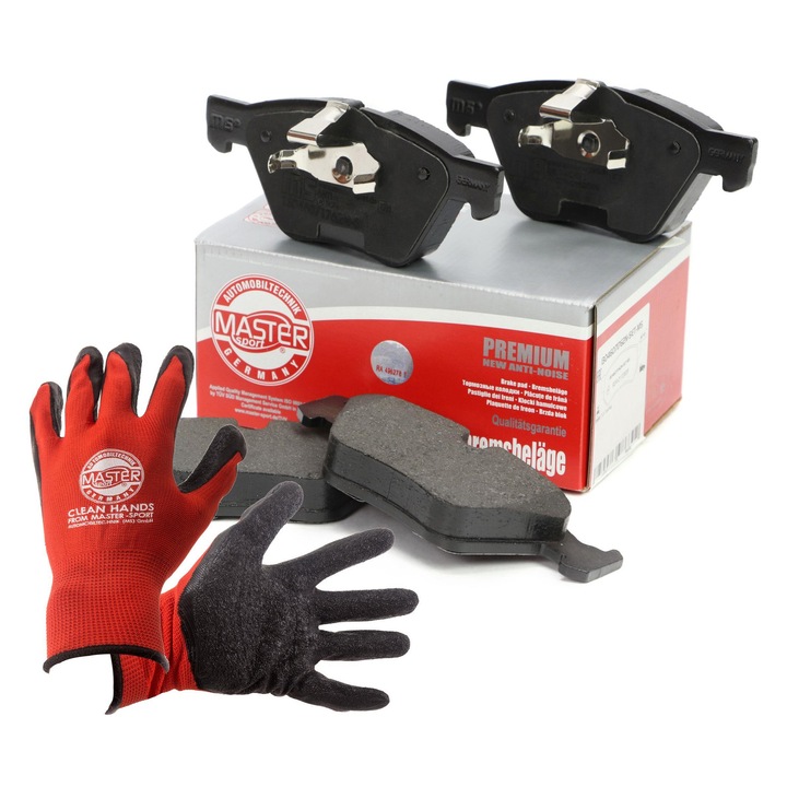 Fékbetét készlet és kesztyű, Master-Sport, 155x63,6mm, Piros, XL
