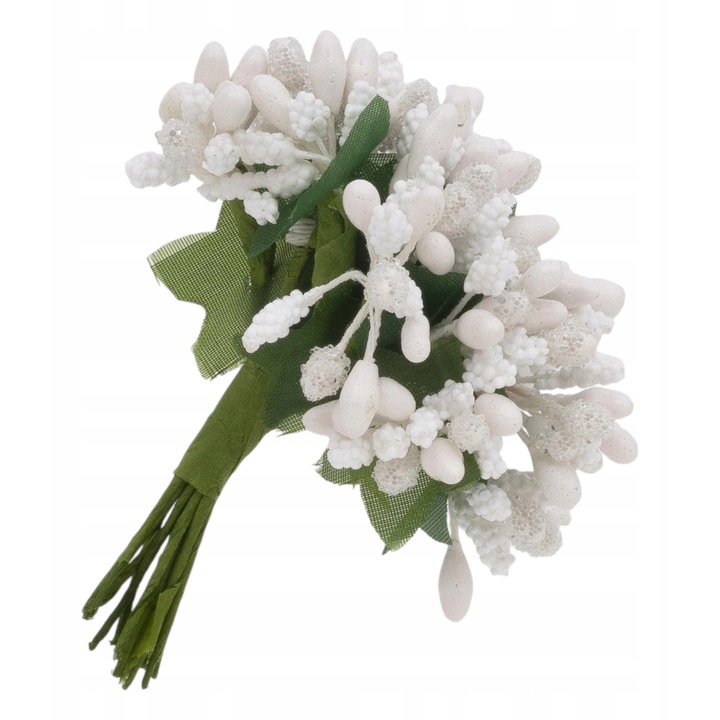 Комплект изкуствени тичинки, DIYQueen, бял, хартия, 12 броя