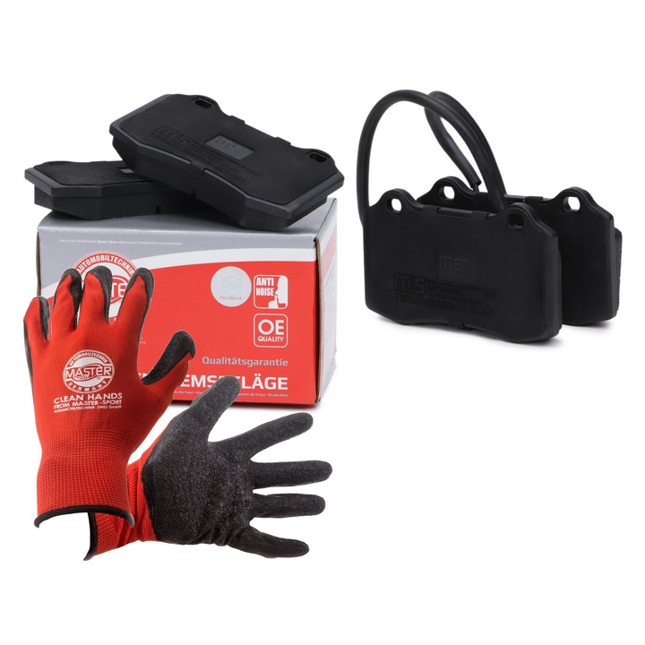 Fékbetét készlet és kesztyű, Master-Sport, 13046049852N, 290x110x69,1mm, piros, XL