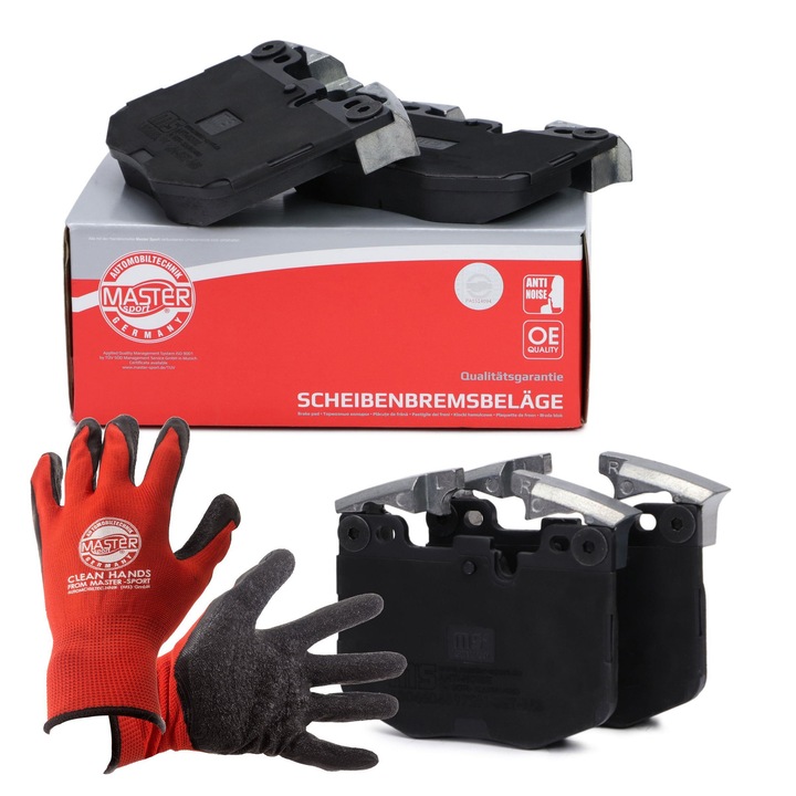 Fékbetét és kesztyű szett, Master-Sport, 13046048972N, 20,3mm, piros, XL