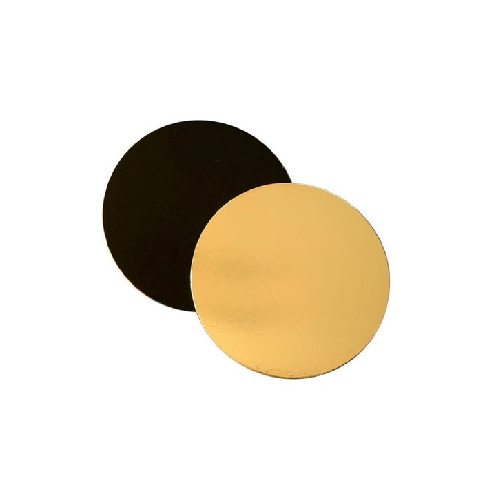 Disc carton auriu/negru, 3 mm, Ø26 cm, 50 bucati / set