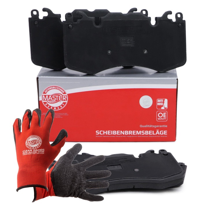 Fékbetét és kesztyű szett, Master-Sport, 190x96mm, piros, XL