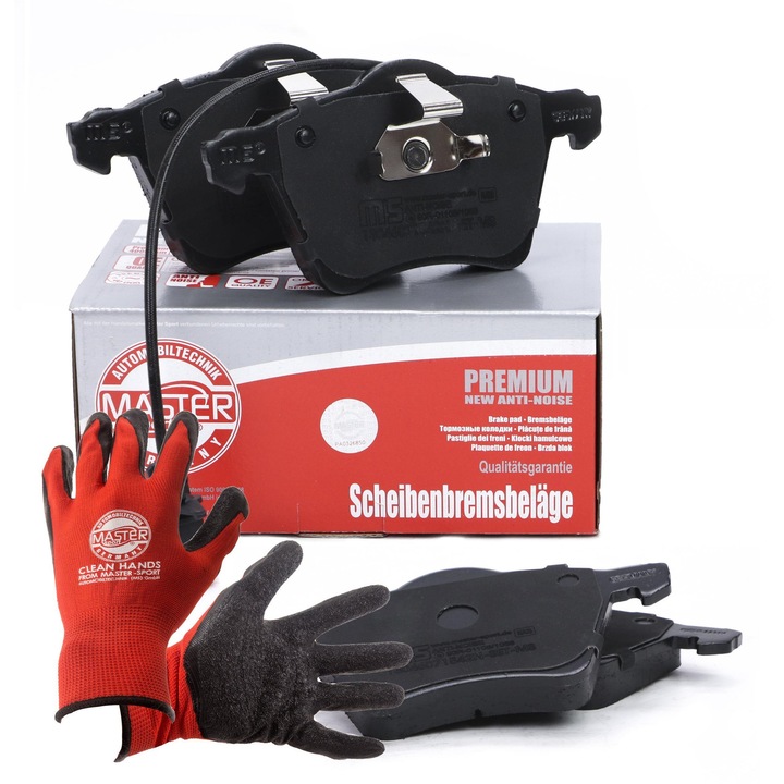 Fékbetét készlet és kesztyű, Master-Sport, 260x156x78,5mm, Piros, XL