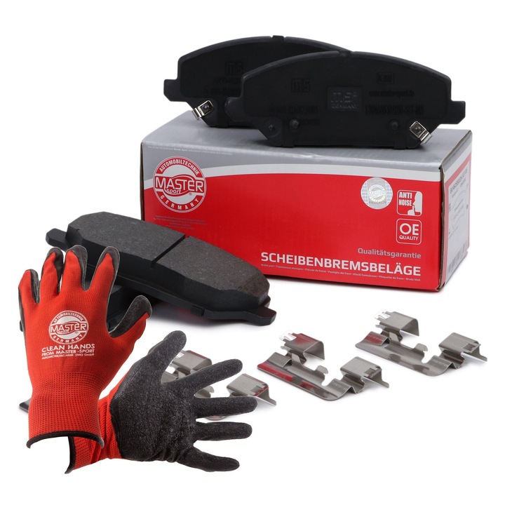 Fékbetét és kesztyű szett, Master-Sport, 13046055102N, adalékokkal, piros, XL