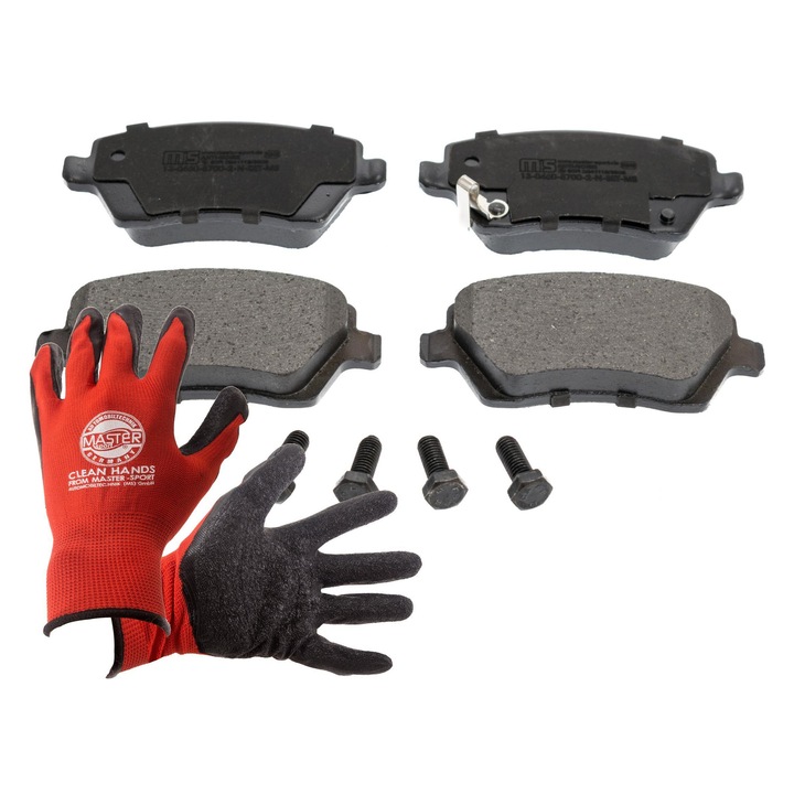 Fékbetétkészlet és kesztyű, Master-Sport, 116x52,5mm, piros, XL
