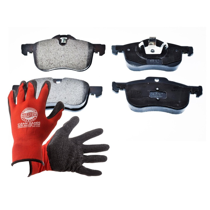 Fékbetét készlet és kesztyű, Master-Sport, 13046071442N, 156x67,2mm, piros, XL