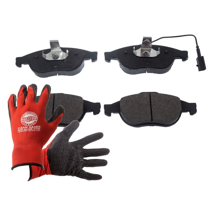 Fékbetét és kesztyű szett, Master-Sport, 198x19,3mm, Piros, XL