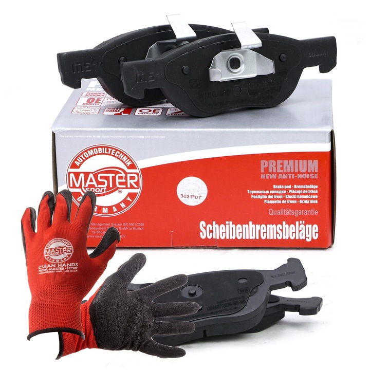 Fékbetét készlet és kesztyű, Master-Sport, 13046071332N, 156x52,7mm, Piros, XL