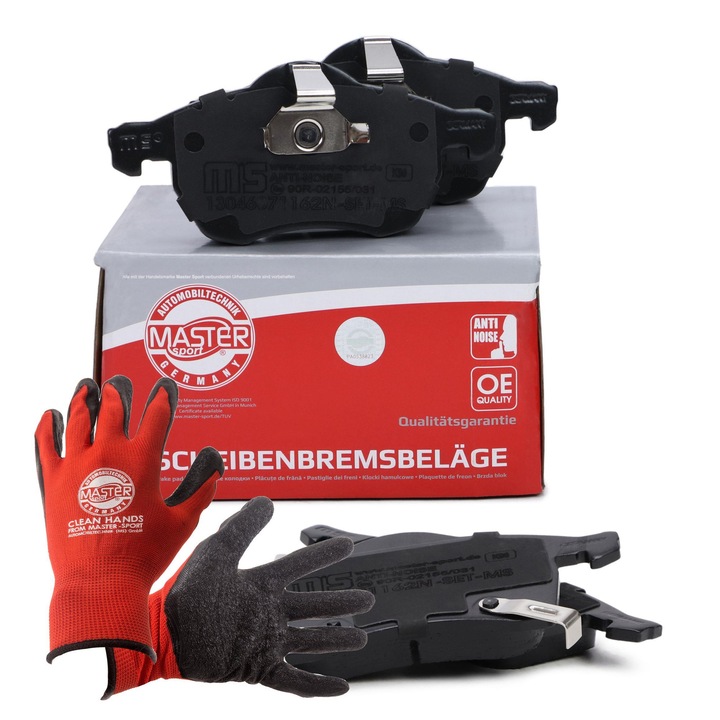 Fékbetétkészlet és kesztyű, Master-Sport, 155x71,4mm, Piros