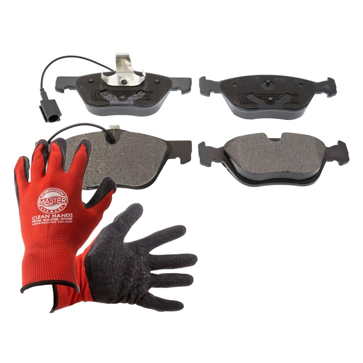 Fékbetét készlet és kesztyű, Master-Sport, 13046071122N, 19,3mm, Piros, XL