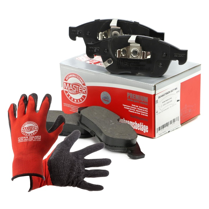 Комплект накладки за велосипедни спирачки и ръкавици, Master-Sport, 155x64,8x19mm, червен, XL