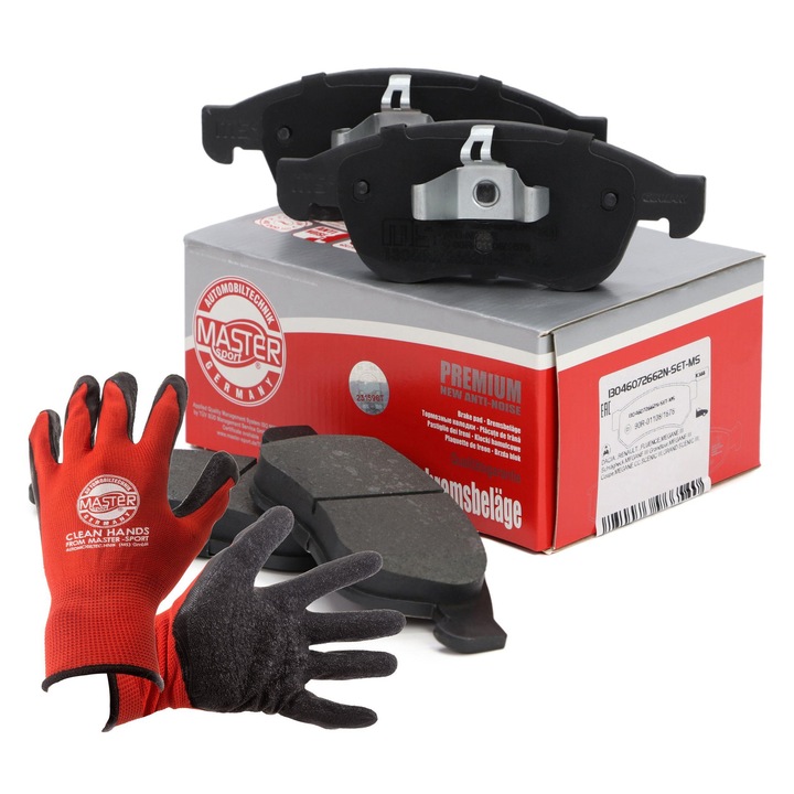 Fékbetétkészlet és kesztyű, Master-Sport, 13046072662N, 155x64.7mm, Piros, XL