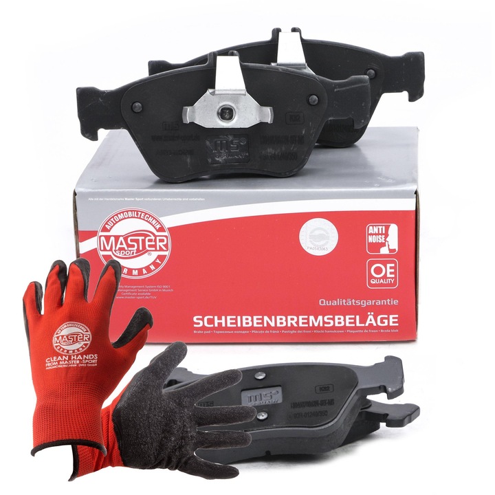 Fékbetétkészlet és kesztyű, Master-Sport, 150x66,1x19,8mm, Piros, XL
