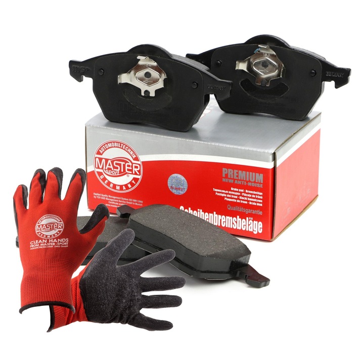 Комплект накладки за велосипедни спирачки и ръкавици, Master-Sport, 13046070772N, 19.8x20.3мм, червен, XL