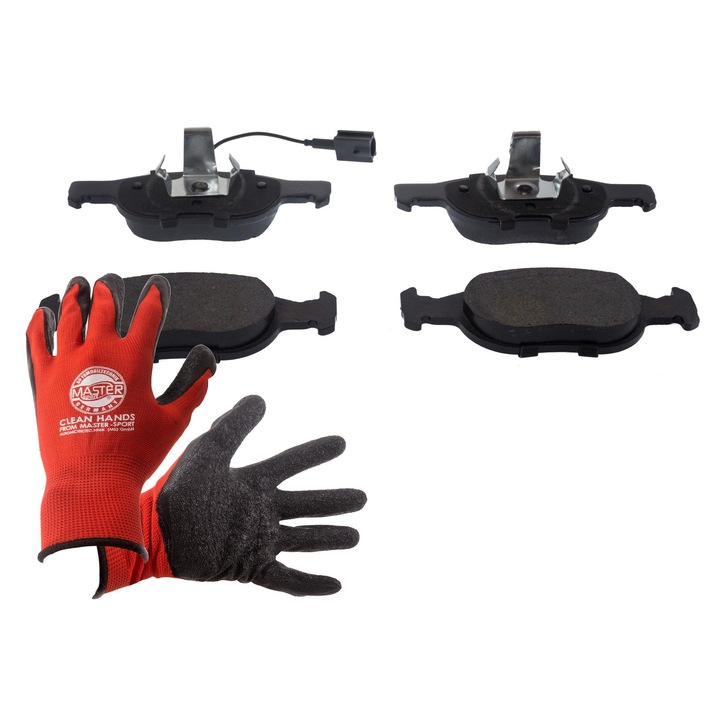 Fékbetét és kesztyű szett, Master-Sport, 13046070642N, 151x52x18mm, lengéscsillapító tartóval, piros, XL