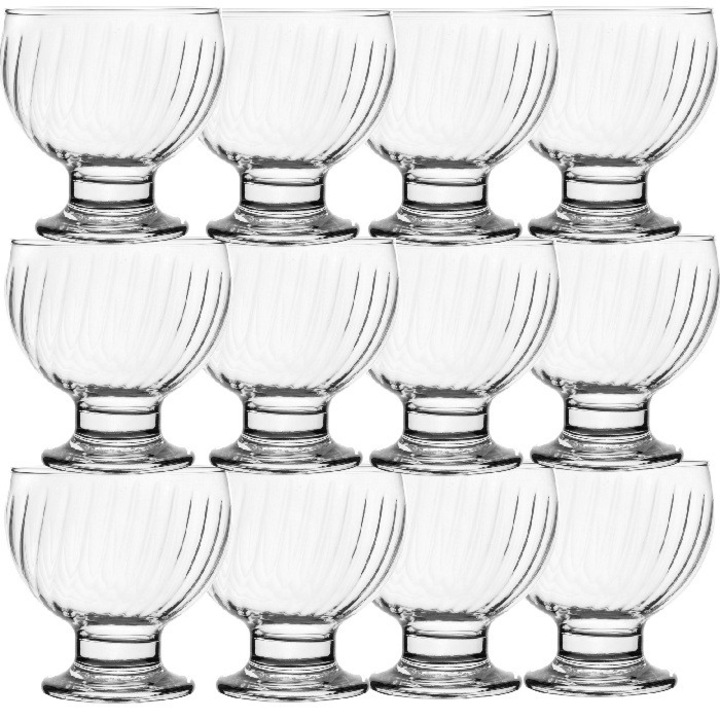 Set 12 cupe de inghetata cu picior Nadir Clube 400ml, 10xh10cm