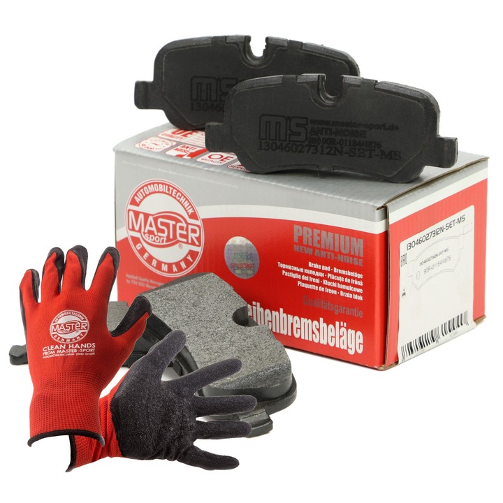 Fékbetétkészlet és kesztyű, Master-Sport, 117x46,5mm, piros, XL