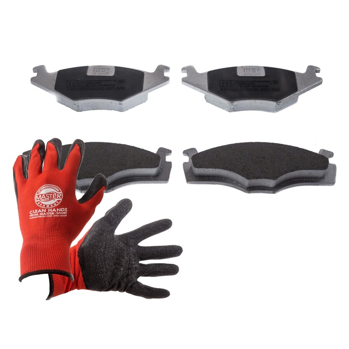 Fékbetét készlet és kesztyű, Master-Sport, 13046070322K, kerámia, 138x48,9x51,5mm, piros, XL