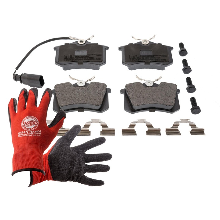 Fékbetét készlet és kesztyű, Master-Sport, 205x88x52,8mm, Piros, XL