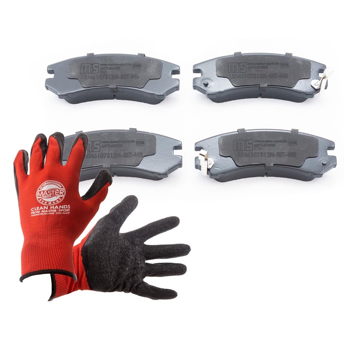 Fékbetétkészlet és kesztyű, Master-Sport, 13046107312N, 115x16x47,5mm, Piros, XL