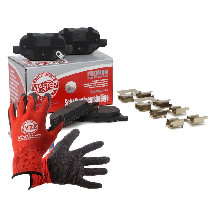 Fékbetét készlet és kesztyű, Master-Sport, 14,4mm, 95x43,8mm, piros, XL