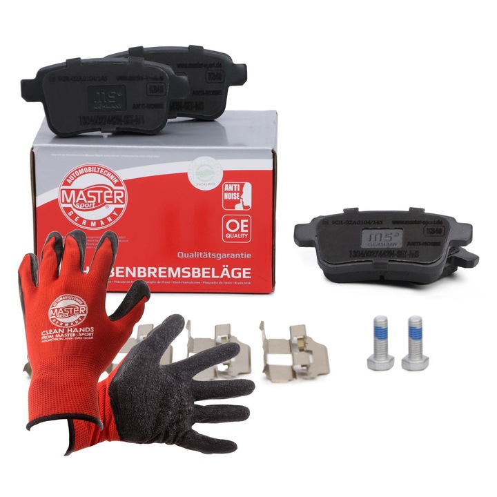 Fékbetét szett és kesztyű, Master-Sport, 15,9mm, 95x43,7mm, Piros, XL