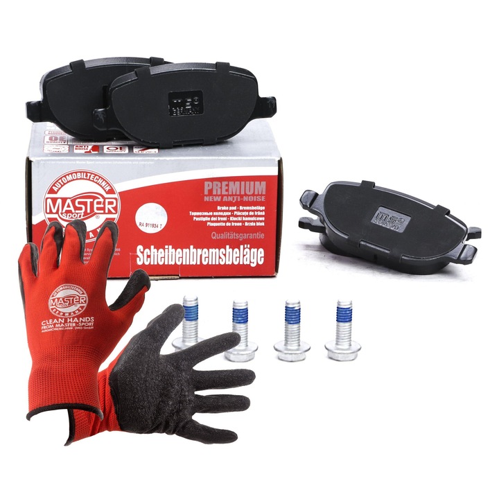 Fékbetét készlet és kesztyű, Master-Sport, 13046027072N, kiegészítők, 117x49,7mm, piros, XL
