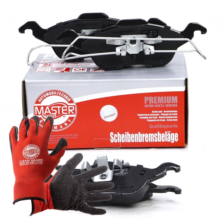 Fékbetét készlet és kesztyű, Master-Sport, 13046071212N, 178x58,2x60,8mm, Piros, XL