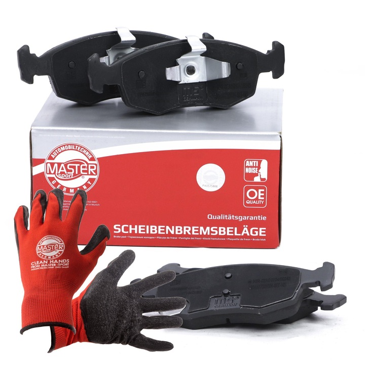 Fékbetét készlet és kesztyű, Master-Sport, 149x52,6mm, 13046072892N-SET-MS, piros, XL