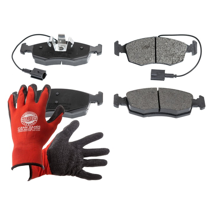 Fékbetétkészlet és kesztyű, Master-Sport, 205x149x52,5mm, piros, XL