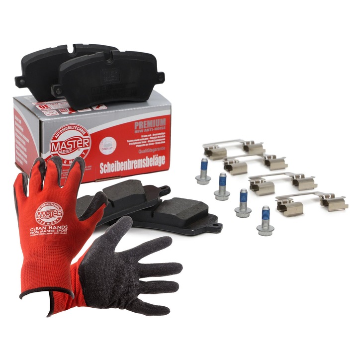 Fékbetét és kesztyű szett, Master-Sport, 13046026042N, 131x58,6mm, piros, XL