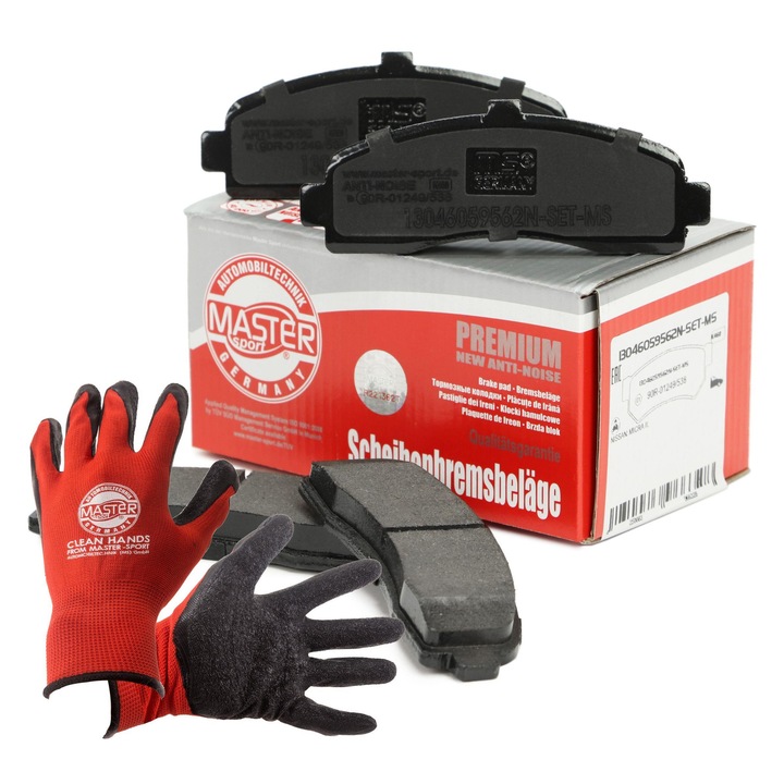Fékbetét készlet és kesztyű, Master-Sport, 121x45mm, Piros, XL