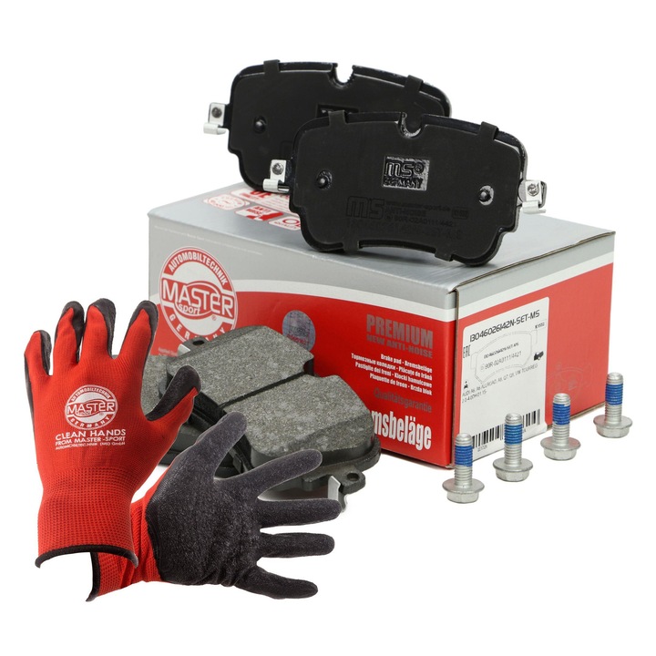 Fékbetét készlet és kesztyű, Master-Sport, 13046026142N-SET-MS, Piros, XL