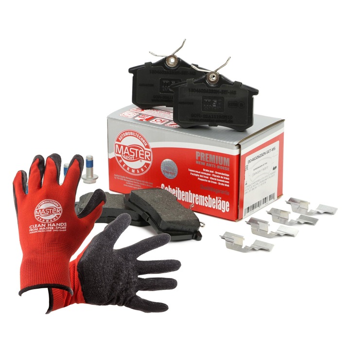 Fékbetét szett és kesztyű, Master-Sport, kiegészítők, piros, XL