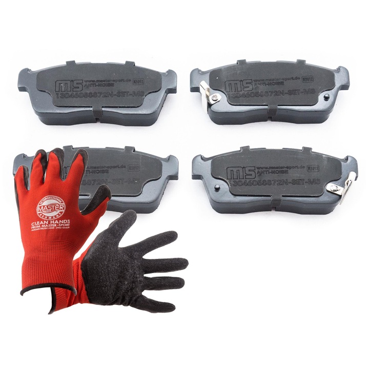 Fékbetét és kesztyű szett, Master-Sport, 15,2mm, 108x45,5mm, Piros, XL
