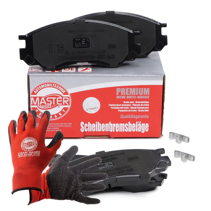 Fékbetét és kesztyű szett, Master-Sport, 138x55mm, piros, XL