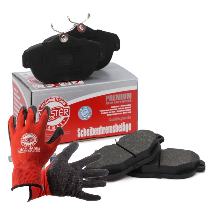 Fékbetét és kesztyű szett, Master-Sport, 114x62,8mm, Piros, XL