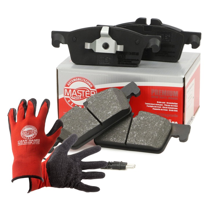 Fékbetét készlet és kesztyű, Master-Sport, 13046072762N, 155x310mm, Piros, XL
