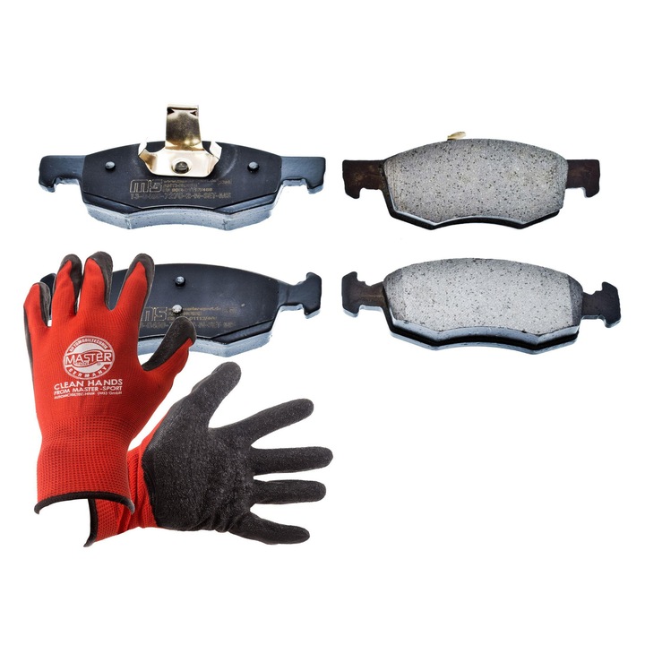 Fékbetét készlet és kesztyű, Master-Sport, 13046072702N, 151x150x52,4mm, Piros, XL