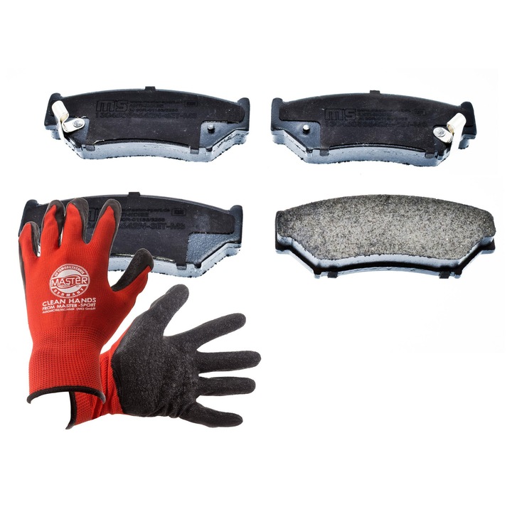 Fékbetétkészlet és kesztyű, Master-Sport, 15,5mm, 117x45,5mm, Piros, XL