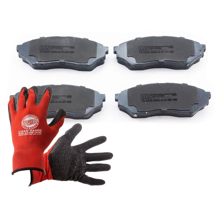 Fékbetétkészlet és kesztyű, Master-Sport, 13046058542N, 123x47,8mm, piros, XL