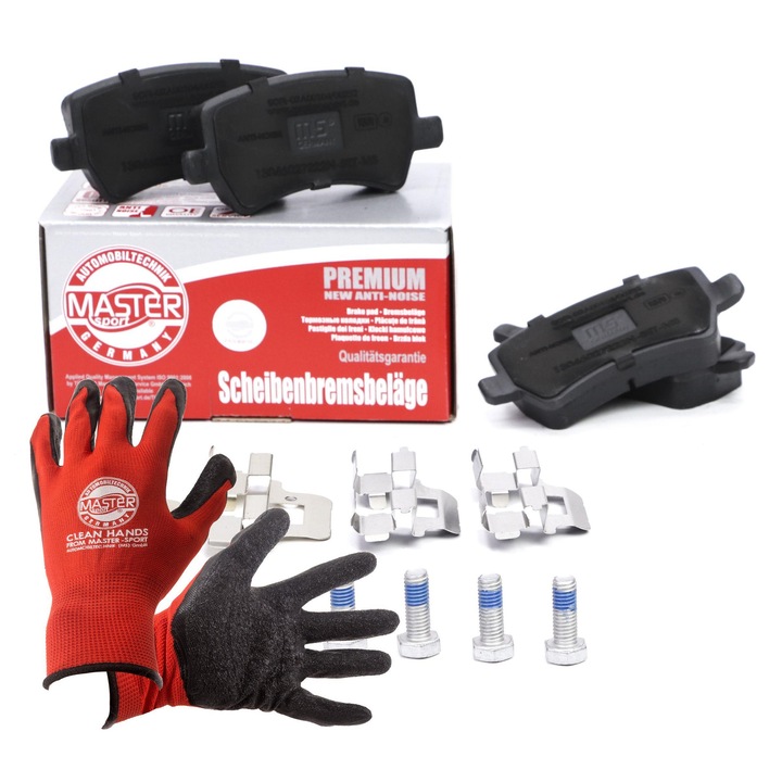 Fékbetét szett és kesztyű, Master-Sport, 106x48,7mm, Tartozékok, Piros, XL