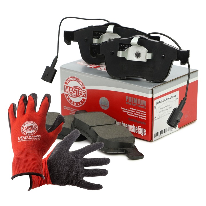 Fékbetét és kesztyű szett, Master-Sport, 156x71,5mm, 19,5mm, Piros, XL