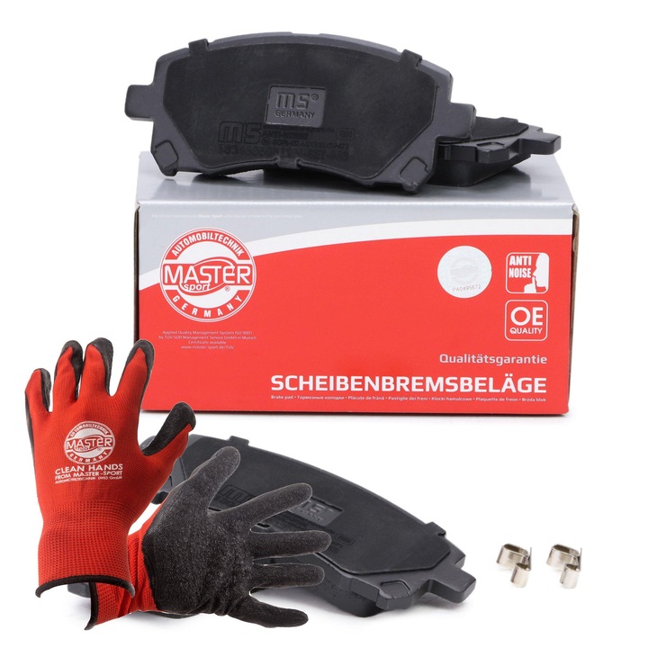 Fékbetét készlet és kesztyű, Master-Sport, 138x59,5mm, Piros, XL