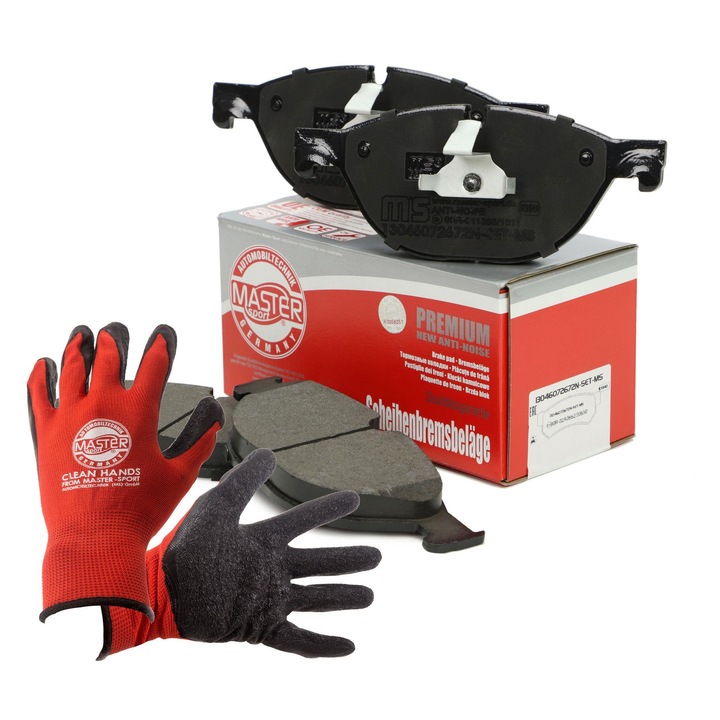 Fékbetét és kesztyű szett, Master-Sport, 19,5x18,5mm, piros, XL