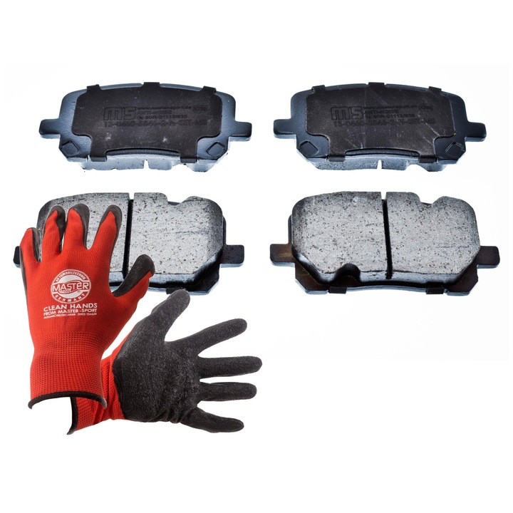 Fékbetétkészlet és kesztyű, Master-Sport, 123x59,6mm, piros, XL